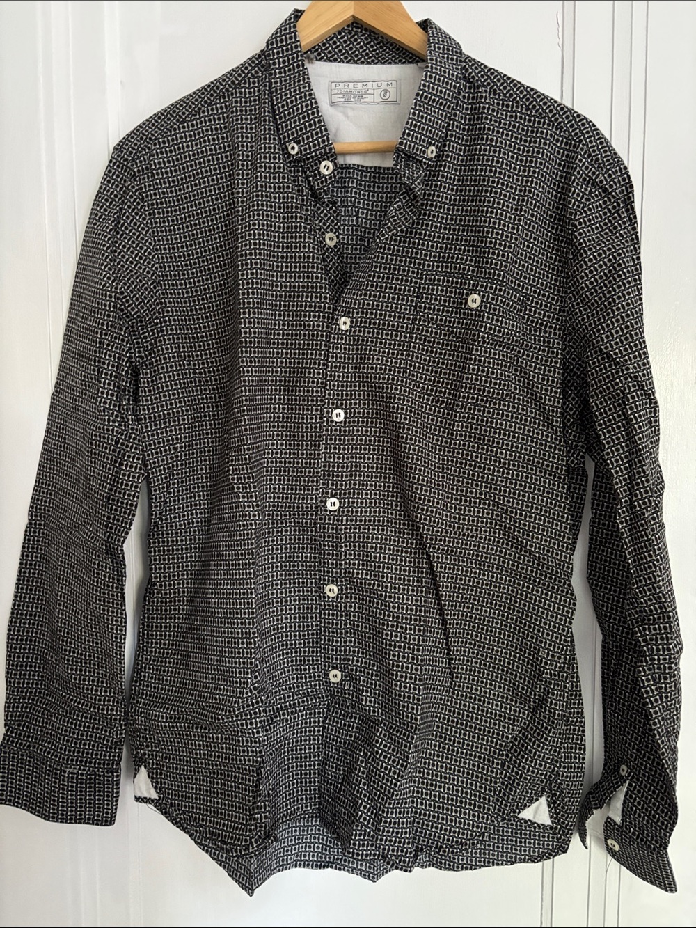 7 Diamonds Premium Long Sleeve Patterned Button-Down Shirt